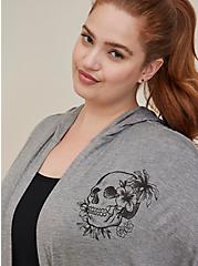 Plus Size LoveSick Sweater Cape - Super Soft Skull Grey, GREY, alternate