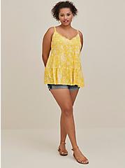 Plus Size Challis Tiered Tie-Front Cami, YELLOW SCATTERED LEOPARD, alternate