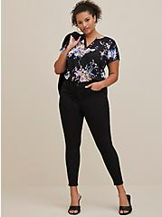 Plus Size Split Front Blouse - Georgette Floral Black, FLORAL - BLACK, alternate