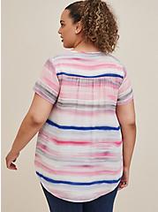 Plus Size Hi-Low Blouse - Georgette Sweep Stripes Multi Color , MULTI, alternate