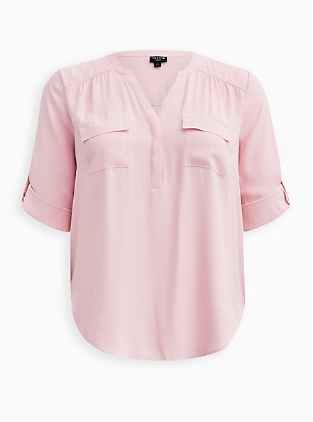 Plus Size Harper Pullover Blouse - Georgette Pink, PINK, hi-res