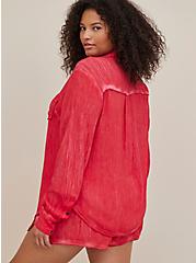 Relaxed Button-Up Shirt Cover-Up - Gauze Pink Wash, PINK, alternate