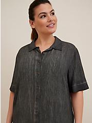 Plus Size Shirt Dress Cover-Up - Gauze Black Wash, BLACK, alternate