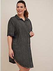 Plus Size Shirt Dress Cover-Up - Gauze Black Wash, BLACK, hi-res