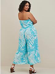 Plus Size Smocked Strapless Jumpsuit Cover-Up - Gauze Tropical Blue , TEAL, alternate