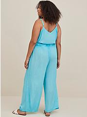 Cropped Cover-Up Pant - Gauze Turquoise Wash , TEAL, alternate