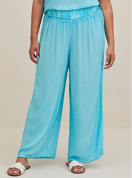 Cropped Cover-Up Pant - Gauze Turquoise Wash , TEAL, alternate