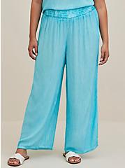 Plus Size Cropped Cover-Up Pant - Gauze Turquoise Wash , TEAL, alternate