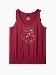 Plus Size Harry Potter Banded Active Tank - Performance Cotton Hogwarts Crest Red, MULTI, hi-res