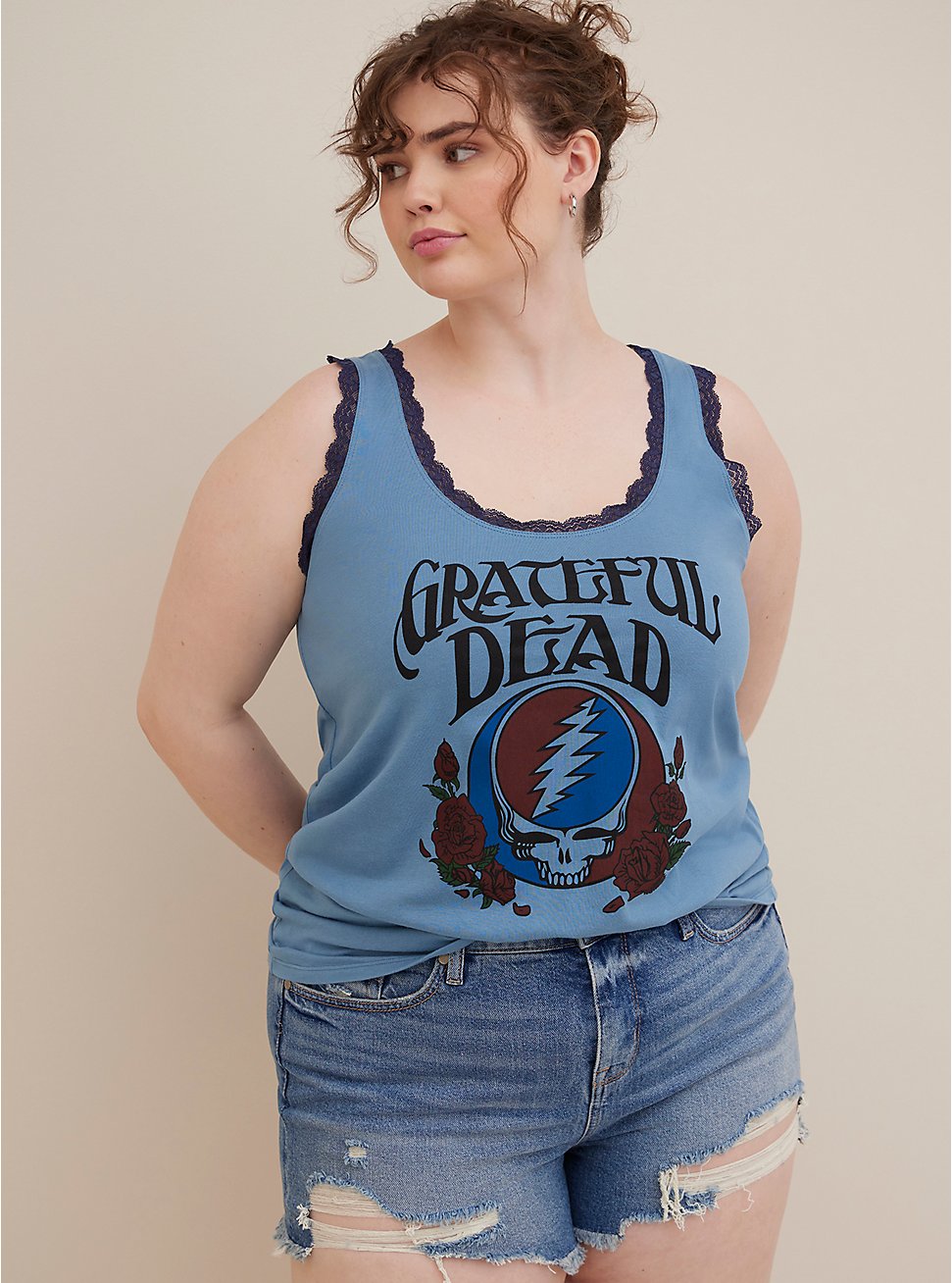 Grateful Dead Classic Fit Lace Crew Tank - Cotton Blue, BLUE, hi-res