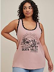 Plus Size Classic Fit Lace Crew Tank - Cotton Death Valley Blush, DUSTY QUARTZ, hi-res
