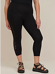 Plus Size Premium Legging - Lasercut Cotton Black, BLACK, alternate