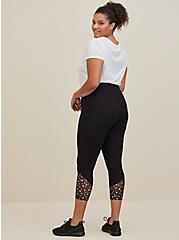 Plus Size 24" Crop Signature Waistband Mesh Premium Legging - Black, BLACK, alternate