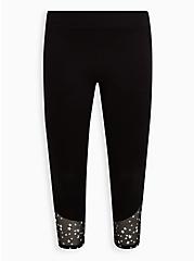 Plus Size 24" Crop Signature Waistband Mesh Premium Legging - Black, BLACK, hi-res