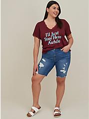 Plus Size V-Neck Tee - Lace & Feather Soft Stay Awhile Burgundy, ZINFANDEL, alternate