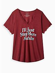 Plus Size V-Neck Tee - Lace & Feather Soft Stay Awhile Burgundy, ZINFANDEL, hi-res