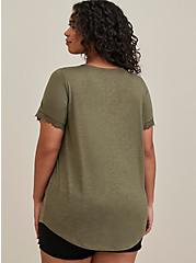 Plus Size V-Neck Tee - Lace & Feather Soft Keep Going Dusty Olive, DUSTY OLIVE, alternate