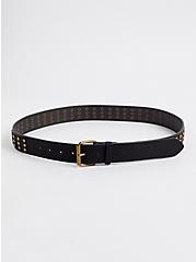 Plus Size Studded Belt - Faux Suede Black, BLACK, alternate