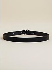 Plus Size Faux Leather Double Ring Jean Belt, BLACK, alternate