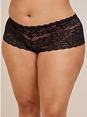 Lace Cheeky Panty With Open Gusset, RICH BLACK, alternate