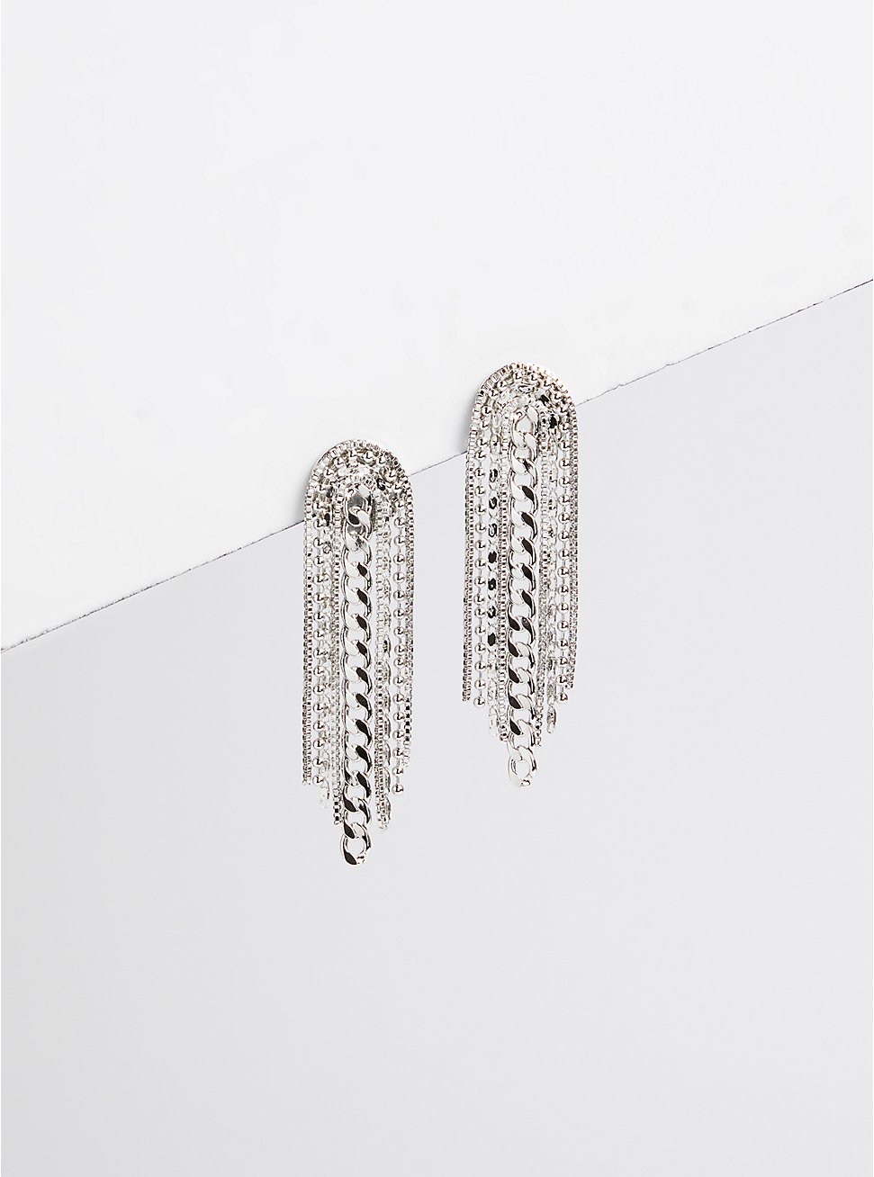 Plus Size Chain Link Earring - Silver Tone, , hi-res