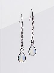 Plus Size Opal & Moon Linear Earring Set of 3 - Silver Tone, , alternate