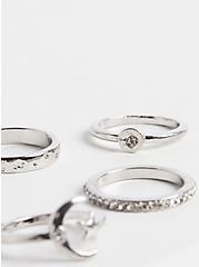 Plus Size Star & Moon Ring Set of 6, SILVER, alternate