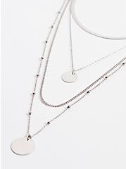 Plus Size Disc & Texture Chain Layered Necklace, , alternate