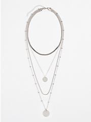 Plus Size Disc & Texture Chain Layered Necklace, , hi-res