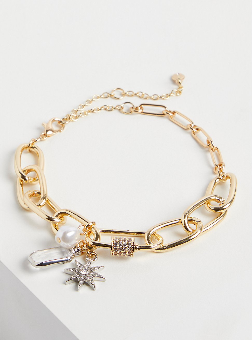 Plus Size Celestial Link Bracelet, GOLD, hi-res