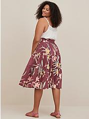 Plus Size High Waisted Tiered Midi Skirt - Poplin Floral Dusty Purple, FLORAL - PURPLE, alternate
