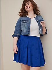 Plus Size Embroidered Eyelet Skirt - Challis Blue , SODALITE BLUE, hi-res