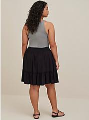 Plus Size Smocked Waist Ruffle Mini Skirt - Challis Black , DEEP BLACK, alternate