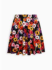 Plus Size Circle Mini Skirt - Scuba Floral Black, FLORAL - BLACK, hi-res