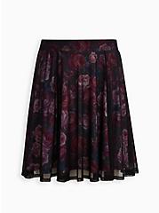 High Waisted A-Line Mini Skirt - Mesh Floral Grey, FLORAL GREY, hi-res