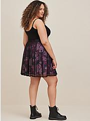 Plus Size High Waisted A-Line Mini Skirt - Mesh Floral Grey, FLORAL - GREY, alternate