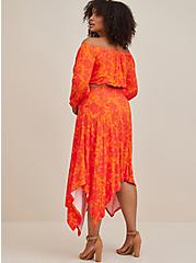 Plus Size Handkerchief Hem Maxi Skirt - Super Soft Floral Orange, FLORAL - ORANGE, alternate