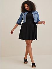 Plus Size Halter Mini Skater Dress - Studio Knit Black, DEEP BLACK, alternate