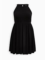 Plus Size Halter Mini Skater Dress - Studio Knit Black, DEEP BLACK, hi-res