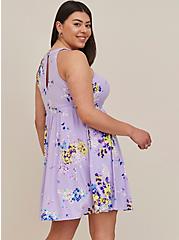 Plus Size Halter Mini Skater Dress - Studio Knit Floral Purple, FLORAL - PURPLE, alternate