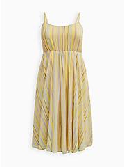 Plus Size Pleated Midi Dress - Chiffon Striped Yellow, STRIPE - YELLOW, hi-res