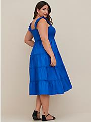 Midi Poplin Smocked Tiered Dress, NAUTICAL BLUE BLUE, alternate