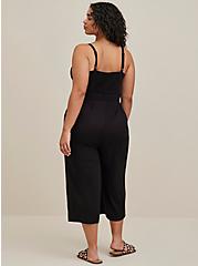 Plus Size Tie Front Culotte Jumpsuit - Stretch Challis Black, DEEP BLACK, alternate