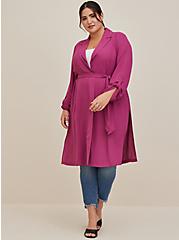 Plus Size Drape Trench Coat - Chiffon Purple, BOYSENBERRY, alternate