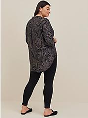 Plus Size Drop Shoulder Kimono - Georgette Animal Black , DEEP BLACK, alternate