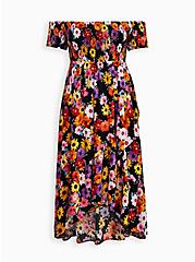 Plus Size Off Shoulder Tulip Maxi Dress - Challis Floral Black, FLORAL - BLACK, hi-res