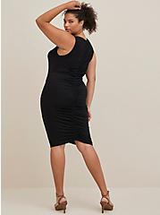 Plus Size Ruched Bodycon Mini Dress - Jersey Black, DEEP BLACK, alternate
