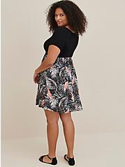 Smocked Mini Dress - Jersey & Challis Floral Black , TROPICAL, alternate