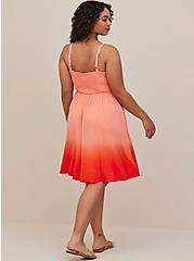 Plus Size Tie Front Skater Dress - Super Soft Dip Dye Orange, DIP DYE, alternate