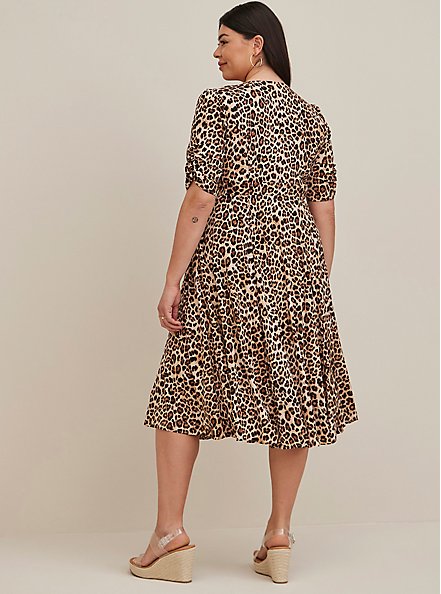 Plus Size Sweetheart Skater Dress - Poplin Leopard, LEOPARD, alternate